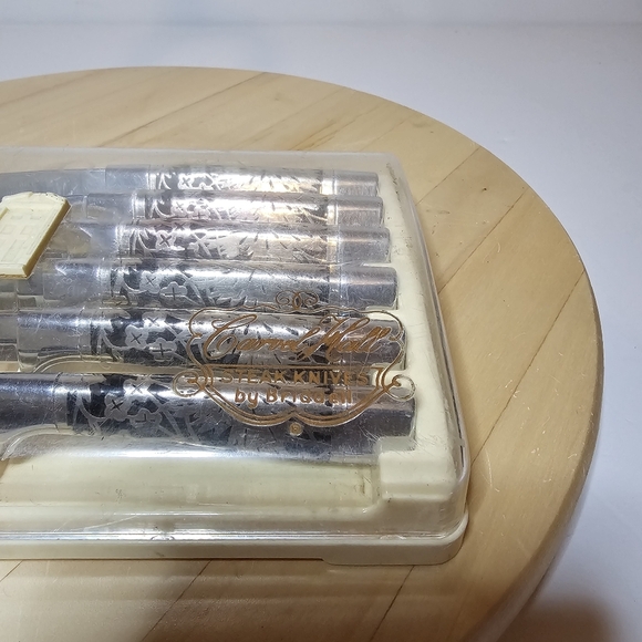 Vintage 1950s Set 6 Carvel Hall Fine Cutlery by Briddell Steak Knives In Case - Picture 10 of 11